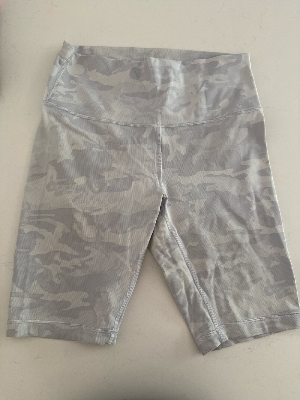 Lululemon Athletica Light Gray Camo High-Waist Bike Shorts